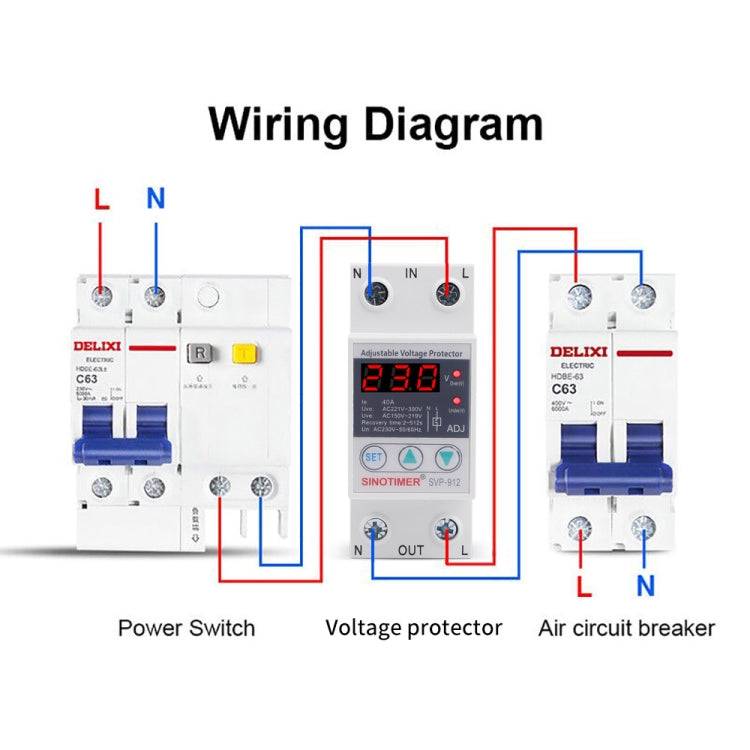 SINOTIMER SVP-912 Adjustable Self-resetting Intelligent Under-voltage Protector, Current: 40A