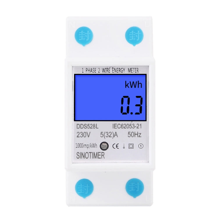 DDS528L Backlight Display Home Single-phase Rail Energy Meter 5-32A(230V 50Hz) - Current & Voltage Tester by SINOTIMER | Online Shopping South Africa | PMC Jewellery | Buy Now Pay Later Mobicred