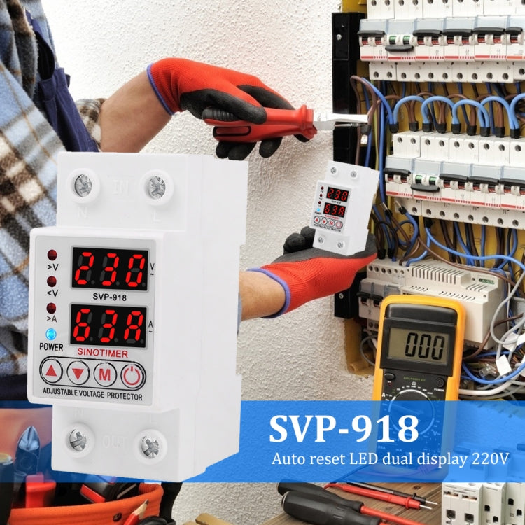 SINOTIMER SVP-918 Adjustable Self-resetting Intelligent Over-voltage Under-voltage Protector, Current: 40A