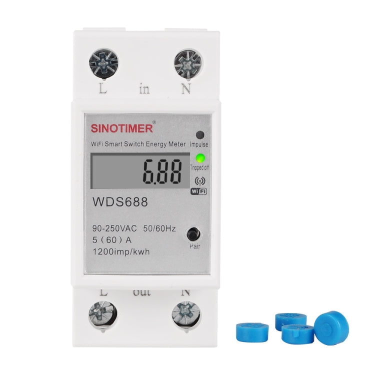 SINOTIMER WDS688 Smart WiFi Single-Phase Power Meter Mobile APP Home Rail Meter 5-60A 230V