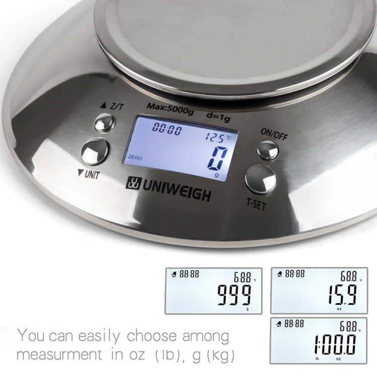 5kg/1g High Precision Kitchen Scale Roasting Electronic Scale Coffee Scale with Alarm Timer(Silver)