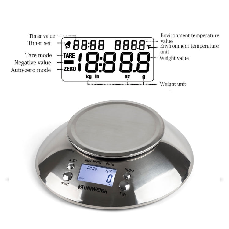 5kg/1g High Precision Kitchen Scale Roasting Electronic Scale Coffee Scale with Alarm Timer(Silver)