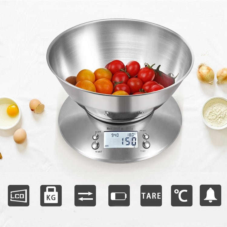 5kg/1g High Precision Kitchen Scale Roasting Electronic Scale Coffee Scale with Alarm Timer(Silver)