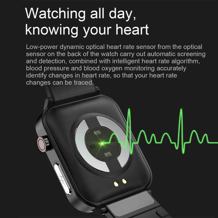 LOANIY E86 1.7 Inch Heart Rate Monitoring Smart Bluetooth Watch, Color: Black Leather
