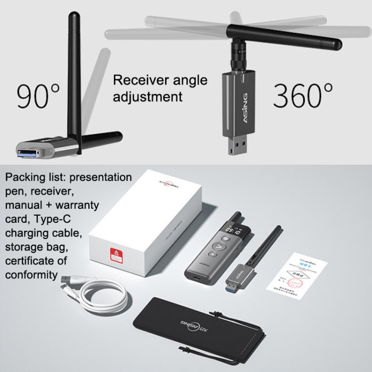 ASiNG A10 Green Light PPT Page Turning Pen Remote Control Presentation Pen, Capacity: 128M (Gray) - free shipping - PMC Jewellery - Order now!