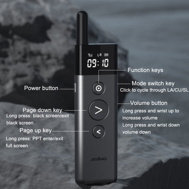 ASiNG A10 Green Light PPT Page Turning Pen Remote Control Presentation Pen, Capacity: 128M (Gray) - free shipping - PMC Jewellery - Order now!