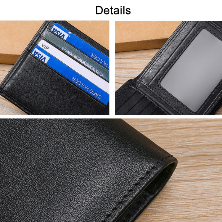 TP-215 Leather RFID Anti-theft Tri-fold Short Wallet(Blue)