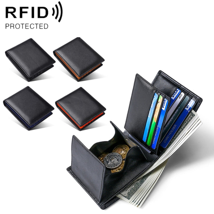 TP-215 Leather RFID Anti-theft Tri-fold Short Wallet(Brown)