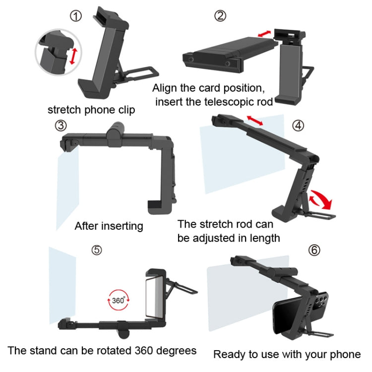 F22 Mobile Phone Screen Amplifier Desktop Lazy Folding Convenient Mobile Phone Stand(Black)