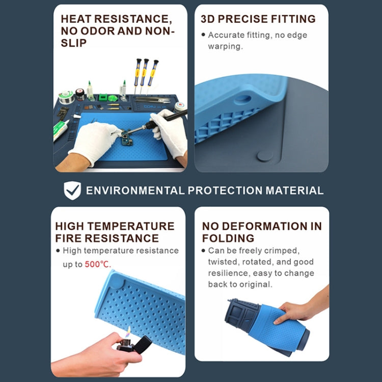 BAKU BA-695 2 in 1 TPR+Silicone Computer Phone Repair Desk Mat Heat Resistant Insulation Mat