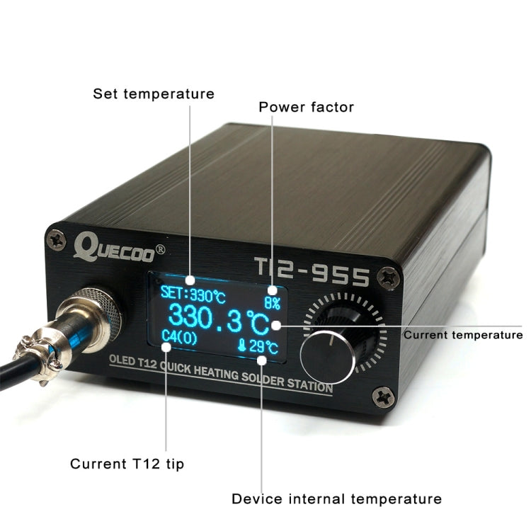 QUECOO 1.3-inch Screen Constant Temperature Soldering Iron, Set: US Plug (955+P9)