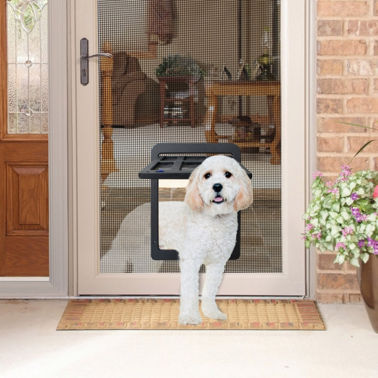 34cmx 44cm Pet Window Door Dog Cat Cave Anti-mosquito Pet Lattice Door(Black)