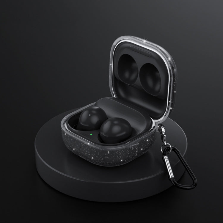 Bluetooth Earphone TPU Flash Powder Protective Case For Samsung Galaxy Buds2/Pro/Live(Glitter Black)