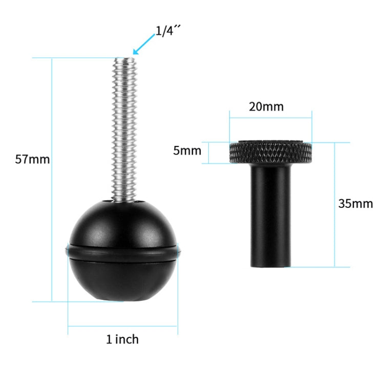 Ball Head Adapter Adjustable Screw Fixed Mount Camera Underwater Diving Photography Lights Bracket(1/4 Inch Black)