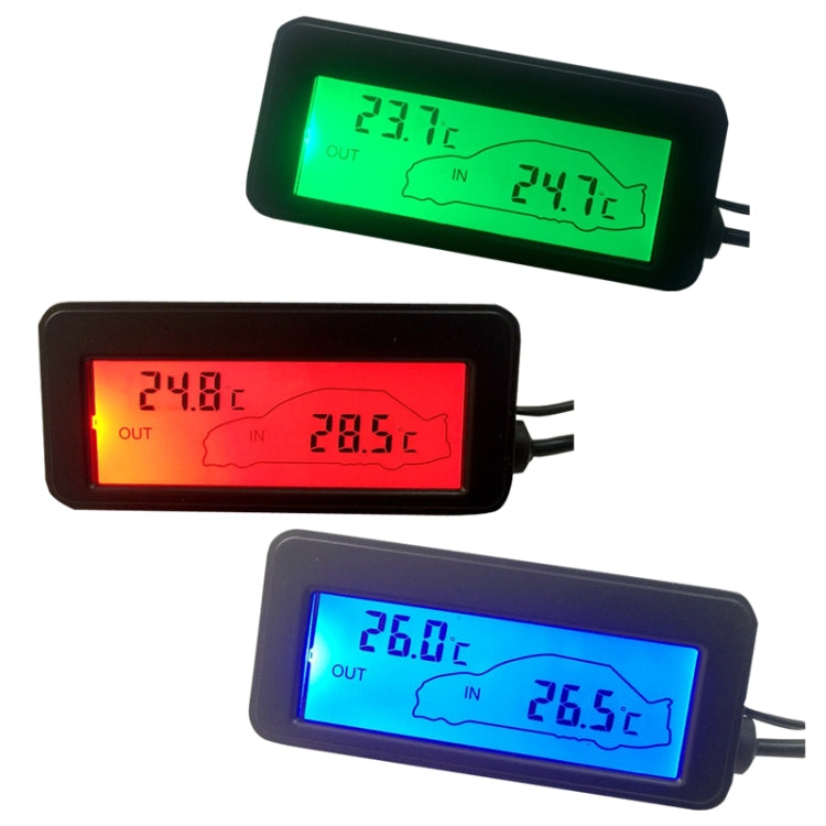 Car Inside and Outside Backlit Mini Digital Thermometer(Green)