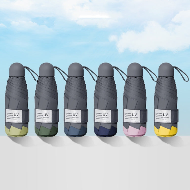 LY-0621 Five-Fold Six-bone Umbrella Simple Black Glue Sunscreen Umbrella(Ink Green)