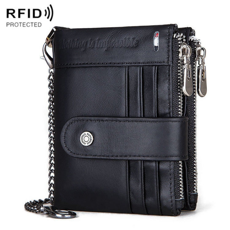 HUMERPAUL BP896 RFID Anti-Theft Brush Dual Zipper Leather Wallet Multi-Card Men Purse(Black) - free shipping - PMC Jewellery - Order now!