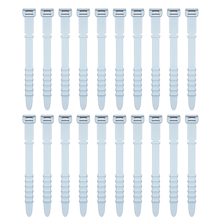 3 Sets 20pcs/Set Fishbone Silicone Cable Tie Cable Organizer Winder, Color: White Ice Color