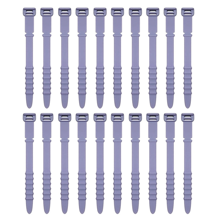 3 Sets 20pcs/Set Fishbone Silicone Cable Tie Cable Organizer Winder, Color: Purple