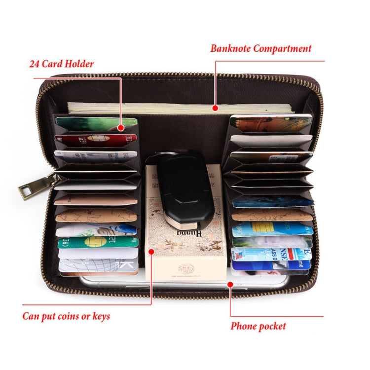 HUMERPAUL BP816 RFID Anti-Magnetic Men Long Wallet Business Retro Multi-Card Solt Handbag(Brown) - free shipping - PMC Jewellery - Order now!