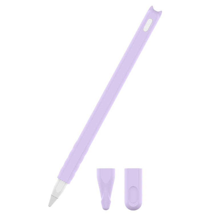 2 PCS Cartoon Touch Silicone Pen Case For Apple Pencil 2(Light Purple)