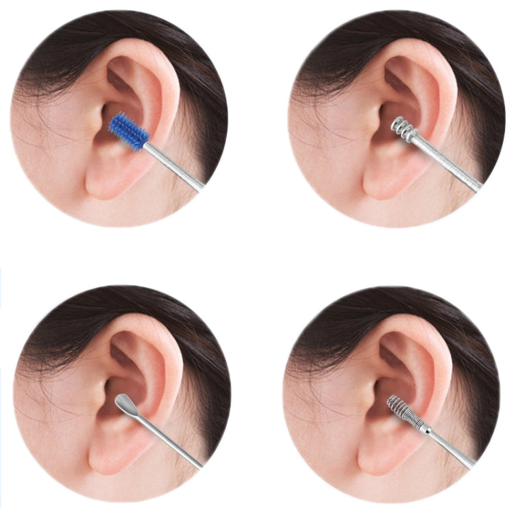 2 Packs Push-Pull Cylinder Storage Ear Scoop Set, Specification: 7 PCS/Set Blue