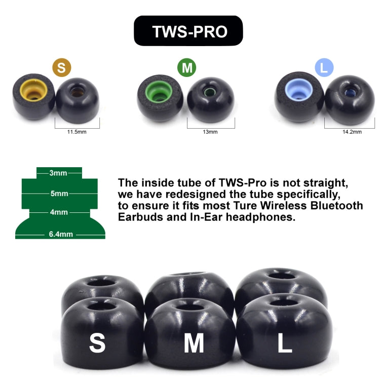 6 PCS Memory Foam Earplugs For TWS Jabra Elite 65T Sony WF-1000XM3 Real Wireless Headset Large