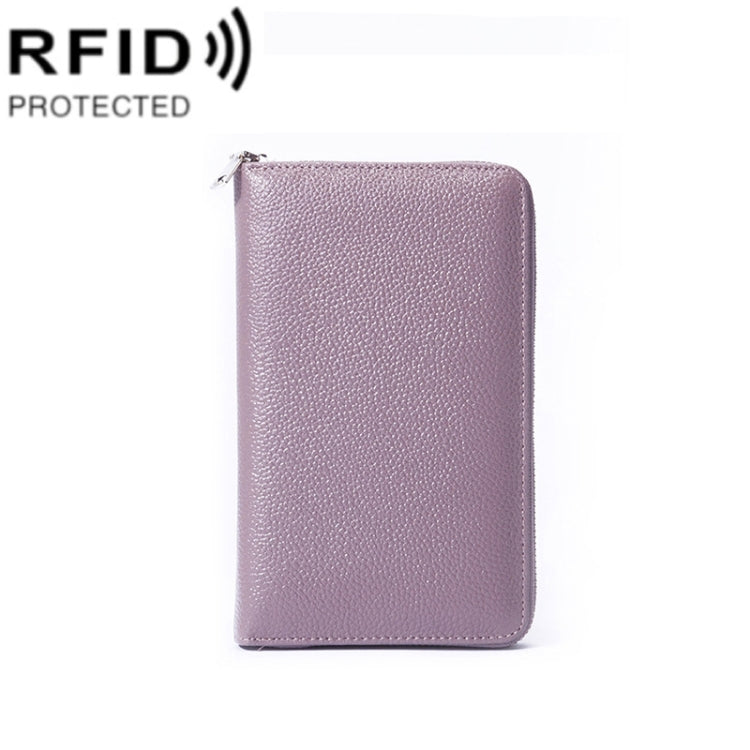 1659 RFID Anti-magnetic Anti-theft Passport Bag Document Bag Wallet(Lavender Purple)