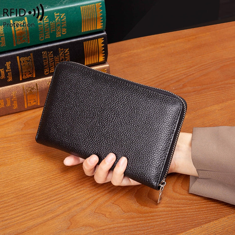 1659 RFID Anti-magnetic Anti-theft Passport Bag Document Bag Wallet(Coffee)
