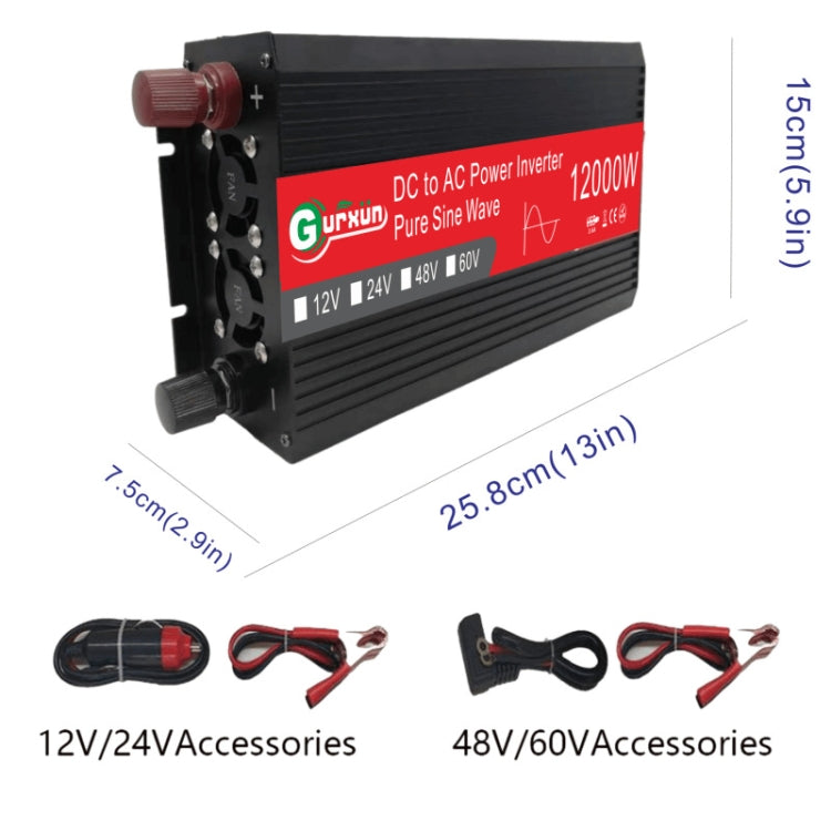 Gurxun 12000W High Power Household Car Sine Wave Inverter, Specification: 60V To 220V
