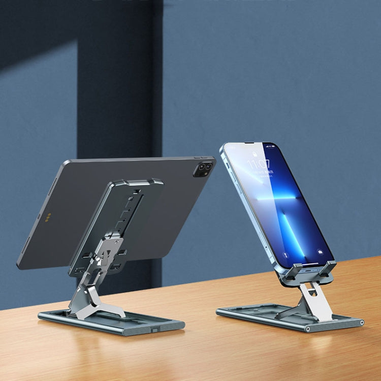 028 Portable Foldable Aluminum Alloy Phone Live Holder(Blue) - Desktop Holder by PMC TechLife | Online Shopping South Africa | PMC TechLife