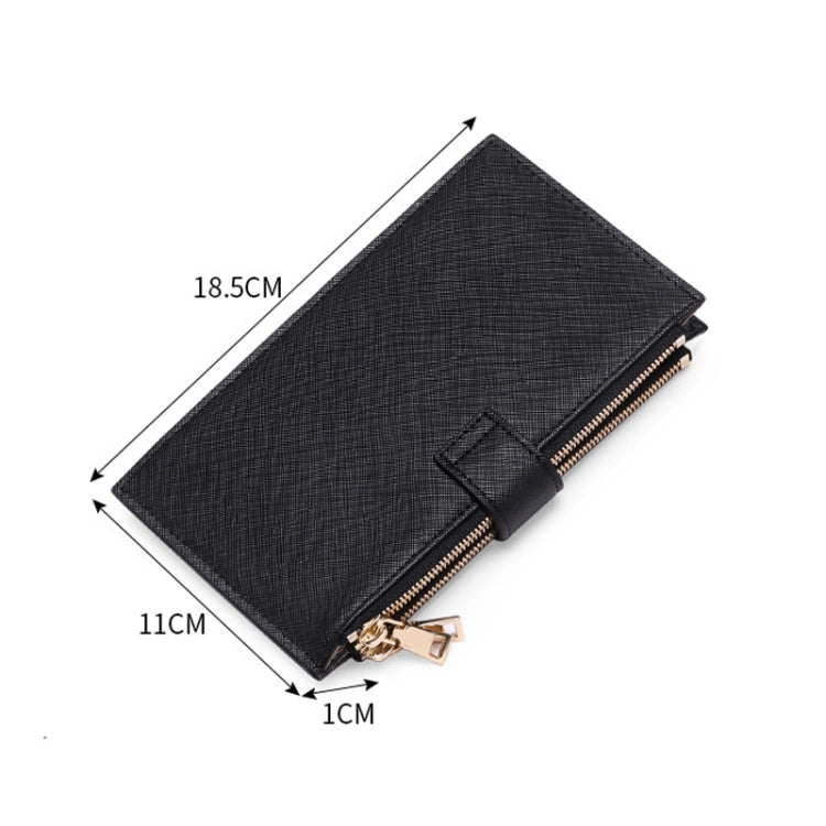 GLQ167 RFID Two-way Folding PU Cross Pattern With Zipper Pocket Wallet(Light Blue)