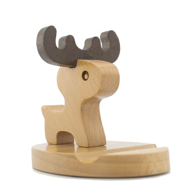 Wooden Mobile Phone Bracket Beech Lazy Mobile Phone Holder,Style: Little Deer With Antlers