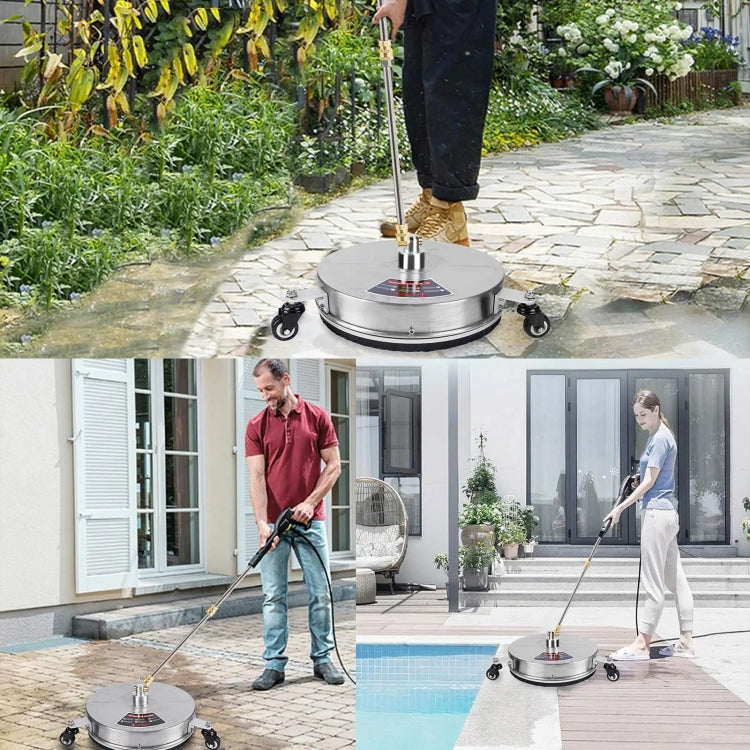 Round Floor Scrubber High Pressure Cleaner, Size: 15 inch Stainless Steel+2 Shots - free shipping - PMC Jewellery - Order now!