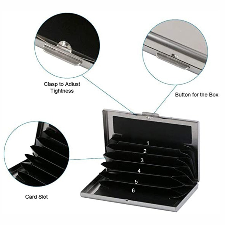 ZT-1563 RFID Anti-theft Aluminum Alloy Multi-compartment Business Card Case Card Holder(Black)