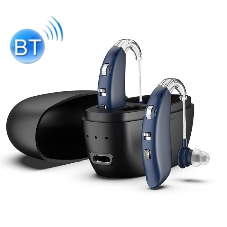 GM-301 Hearing Aid Rechargeable Sound Amplifier,Spec: With Charging Pod Blue+Black - free shipping - PMC Jewellery - Order now!