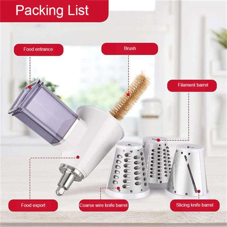 KA-08 For KitchenAid New Cutter Multi-functional Vegetable Cutter Accessories Slicer Grater(White)