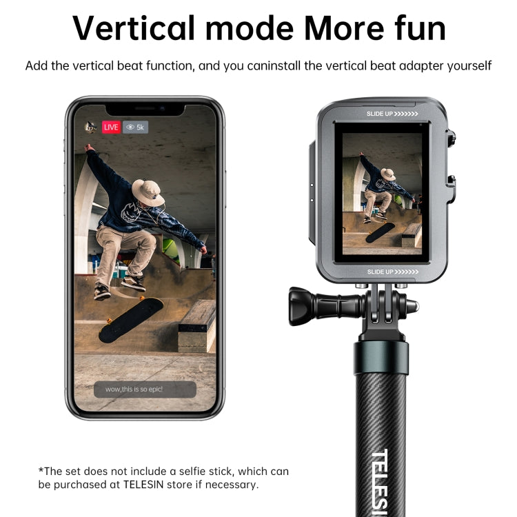 TELESIN Aluminium Alloy Frame Case For GoPro Hero11 Black / HERO10 Black / HERO9 Black ,Spec: Vertical Shooting Set - free shipping - PMC Jewellery - Order now!