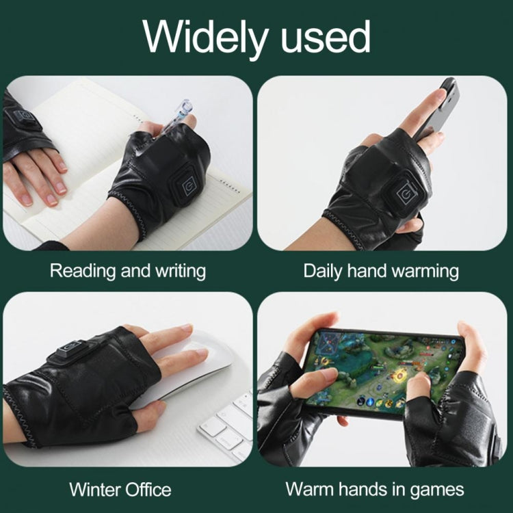 1 Pair Adjustable Temperature Rechargeable Intelligent Electric Heating Gloves Half Finger Gloves, Size: M(Black) - free shipping - PMC Jewellery - Order now!