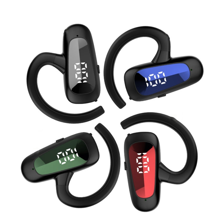 Bone Conduction Concepts Digital Display Stereo Bluetooth Earphones, Style: Single Ear(Red)