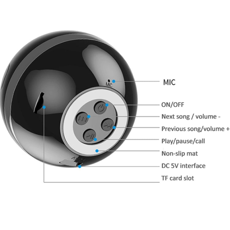 GS009 Bluetooth 4.2 Round Ball Small Speaker With Colorful Light Support TF Card / FM(White)
