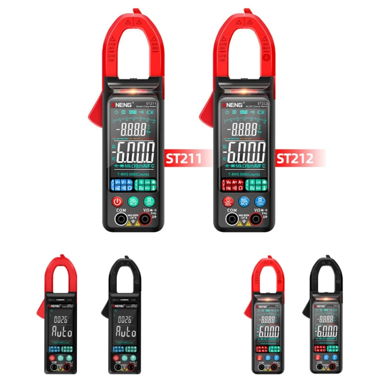 ANENG Large Screen Multi-Function Clamp Fully Automatic Smart Multimeter, Specification: ST211 Black