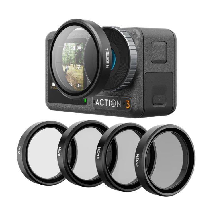 For DJI OSMO Action 3 / 4 TELESIN ND CPL Filter Set Aluminium Alloy Frame Lens(CPL+ND8/16/32 Set) - free shipping - PMC Jewellery - Order now!