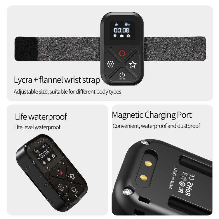TELESIN T10 80m Bluetooth Remote Control For GoPro Hero11 Black / HERO10 Black / HERO9 Black / HERO8 Black /Max