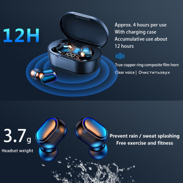 E7s Digital Sports Water-resistant TWS Bluetooth 5.0 In-Ear Headphones(White)