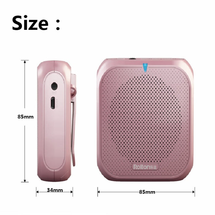 Rolton K400 Mini Audio Speaker Megaphone Voice Amplifier Support FM Radio TF MP3(Rose Gold) - Microphone by Rolton | Online Shopping South Africa | PMC Jewellery