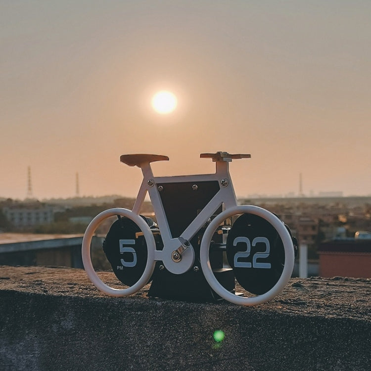 HY-F087 Retro Bicycle Shape Automatic Flip Home Decorative Turning Clock(White) - Novelty Clock by PMC TechLife | Online Shopping South Africa | PMC TechLife