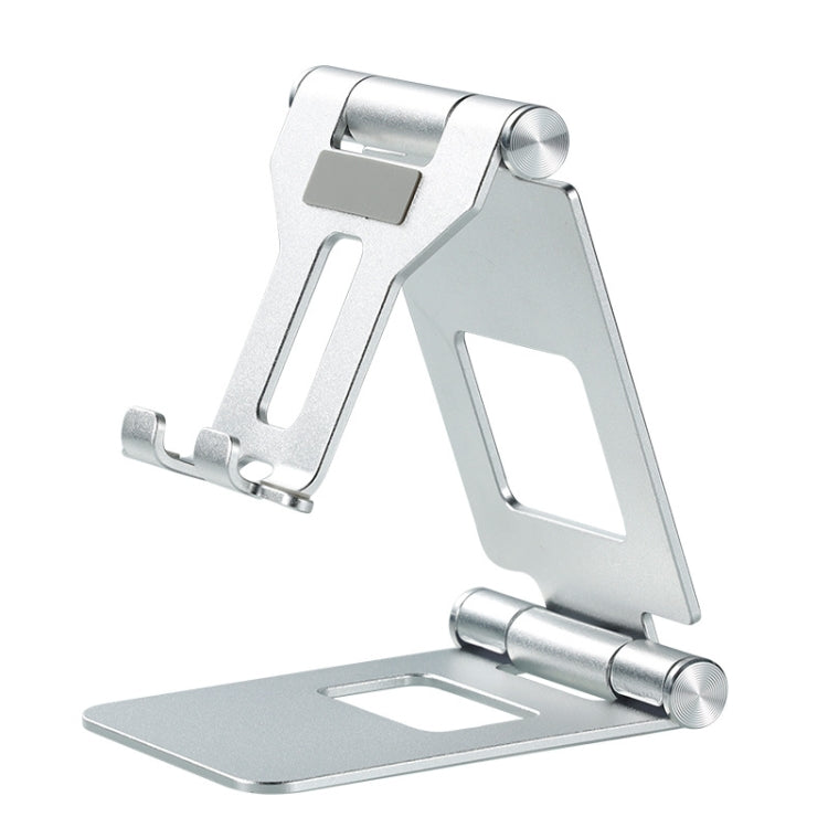 Z10A Aluminum Alloy Double Folding Mobile Phone Holder Desktop Tablet Lazy Holder(Silver)