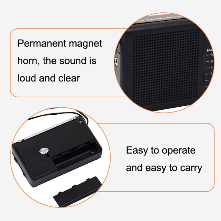 BAIJIALI BJL228 Retro Portable Two Band FM AM Radio Built-in Speaker(Black) - Radio Player by BAIJIALI | Online Shopping South Africa | PMC Jewellery | Buy Now Pay Later Mobicred