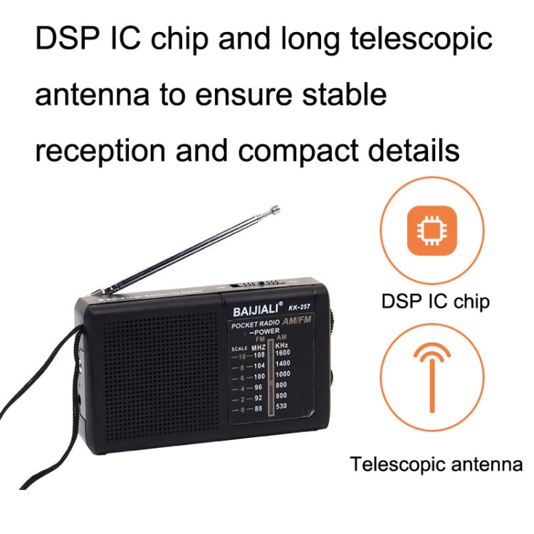 BAIJIALI BJL228 Retro Portable Two Band FM AM Radio Built-in Speaker(Black) - Radio Player by BAIJIALI | Online Shopping South Africa | PMC Jewellery | Buy Now Pay Later Mobicred